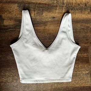 Buffbunny Sport Bra Crop Top Cream Ivory Ribbed Sz Small Active Wear